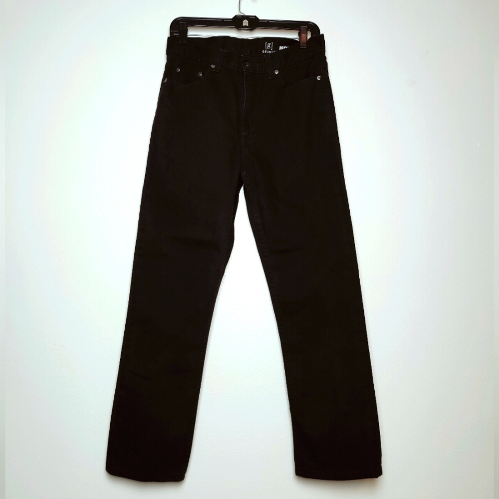 George Men's Regular Fit Jeans, Black, Size 30 x 30